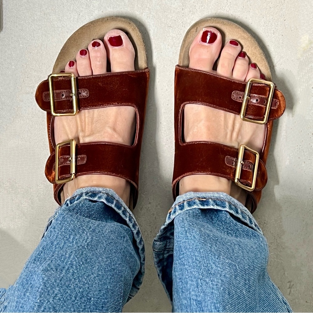 Prada Velvet Double Buckle Sandals size 40